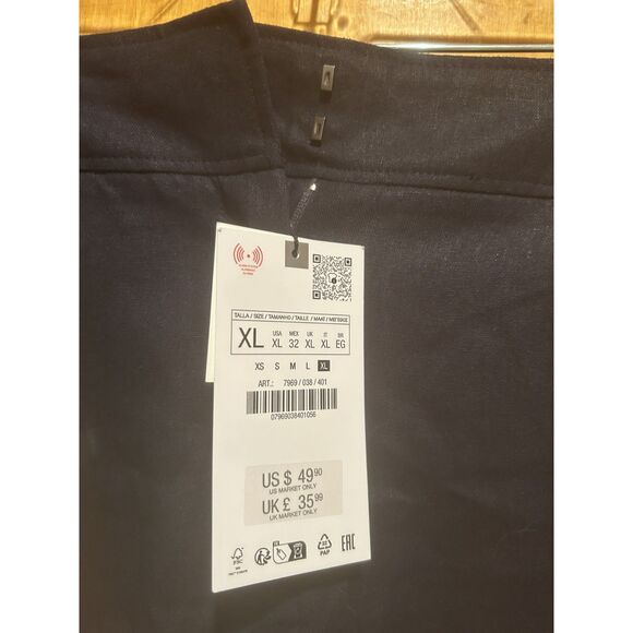 NWT Zara Linen Blend Maxi‎ Column Skirt-Navy-Sz XL-Classic-Minimal-Old Money - Picture 3 of 8
